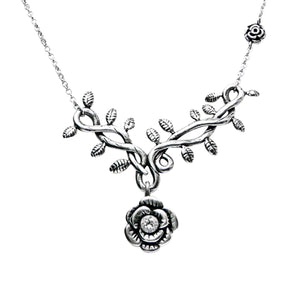 Rose Vine with White CZ Necklace - The Trendy Accessories Store