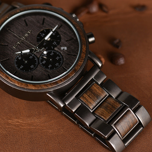 P09 Wood and Stainless Steel Watches - The Trendy Accessories Store