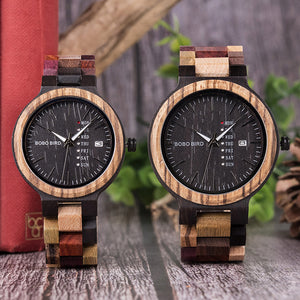 P14 Antique Mens Wood Watches Date and - The Trendy Accessories Store