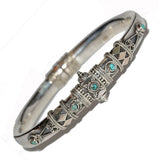 Artisan Unique Handmade Turquoise Tribal Style Hinged Bangle with - The Trendy Accessories Store