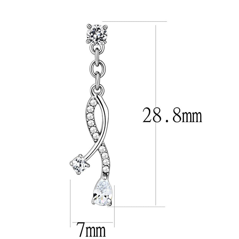 Princess Polished Stainless Steel Earrings with AAA Grade Clear Stone - The Trendy Accessories Store