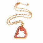 Handmade Gold Plated Chain Necklace with Natural Minerals Stone Crystal Charm Pendant - The Trendy Accessories Store