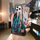 3D Luxury Gold and Blue Silicone iPhone Case - The Trendy Accessories Store