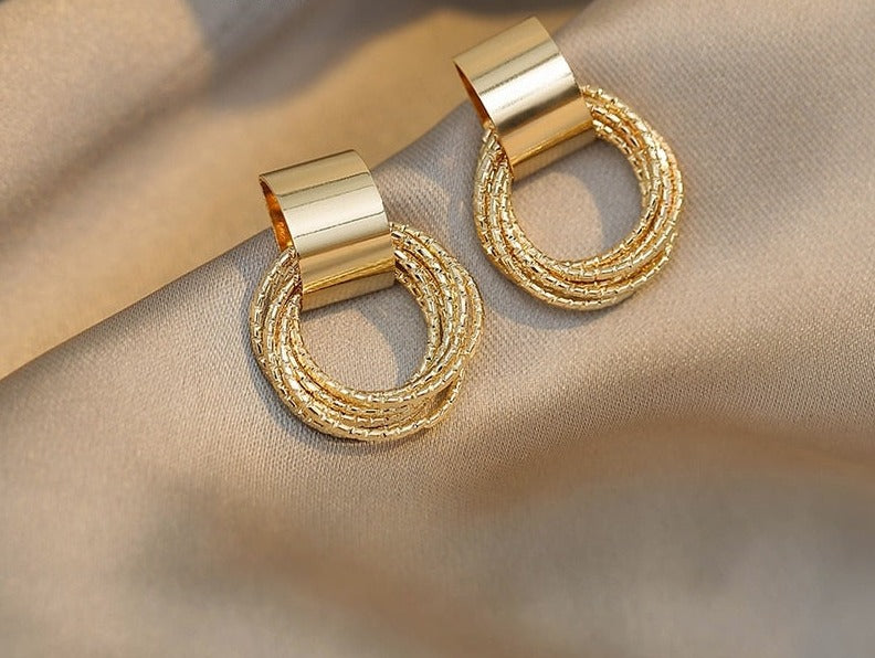 Fine Gold Plated Round Shape Pendant Earrings