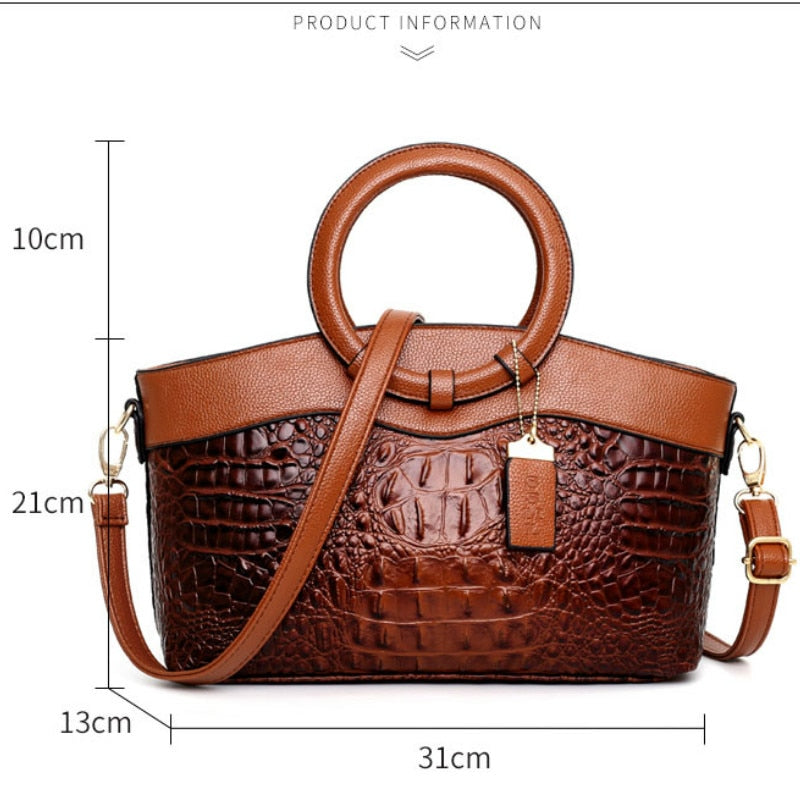 Vintage Theme Leather Luxury Tote Bag - The Trendy Accessories Store