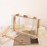 Trendy Transparent Handbag With Gold Plated Luxury Chain - The Trendy Accessories Store
