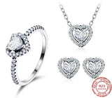 Sterling Silver Heart Fashion Luxury Sets Ring For Women