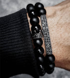 Classic Crown Rectangle Beads Black Stone Bracelet - The Trendy Accessories Store