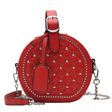 Round Rivet Fashion Chain PU Leather Bag - The Trendy Accessories Store