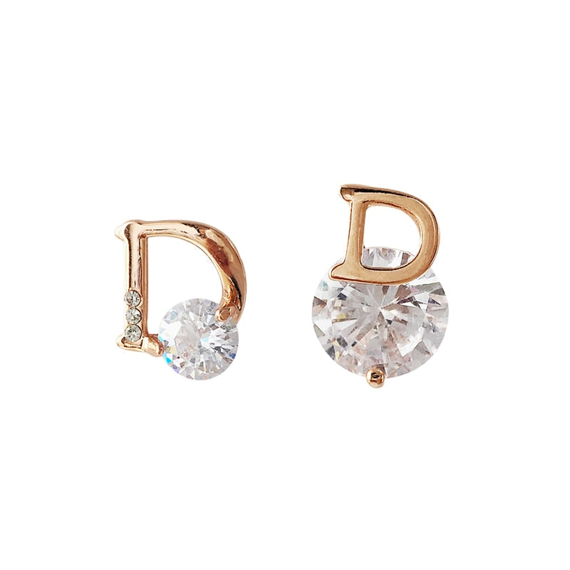 D letter Fine Crystal Stone Trend Setter Earring