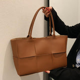 Large Weavy Tote High-quality PU Leather Handbag