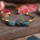 Wire Wrapped Larimar Stone Bracelet in Gold Copper - Available in various color - The Trendy Accessories Store