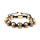 Stainless Steel Skull Braided Wrap Beads Bracelet - The Trendy Accessories Store