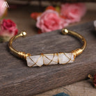 Wire Wrapped Larimar Stone Bracelet in Gold Copper - Available in various color - The Trendy Accessories Store