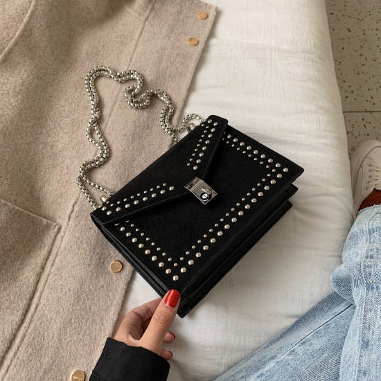 Rivet Scrub Leather High Quality  Handbag