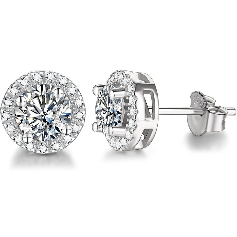 Silver D Color Round Cut Earrings Jewelry