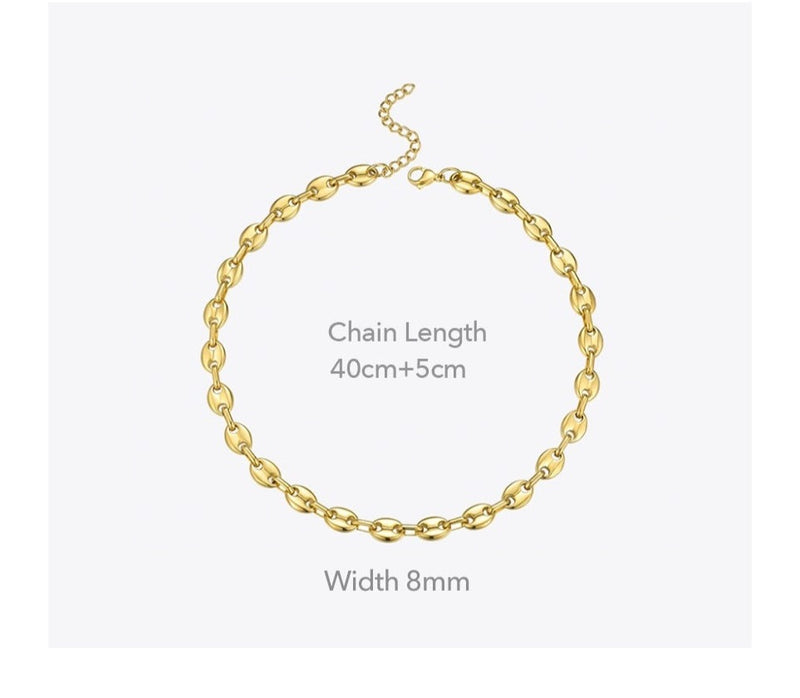 Stainless Steel Gold Plated Hip Hop Roll Necklace