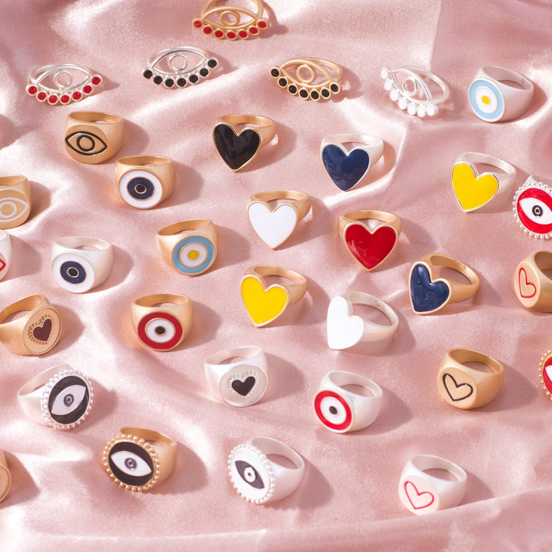 Various Heart Shape and Colorful Rings