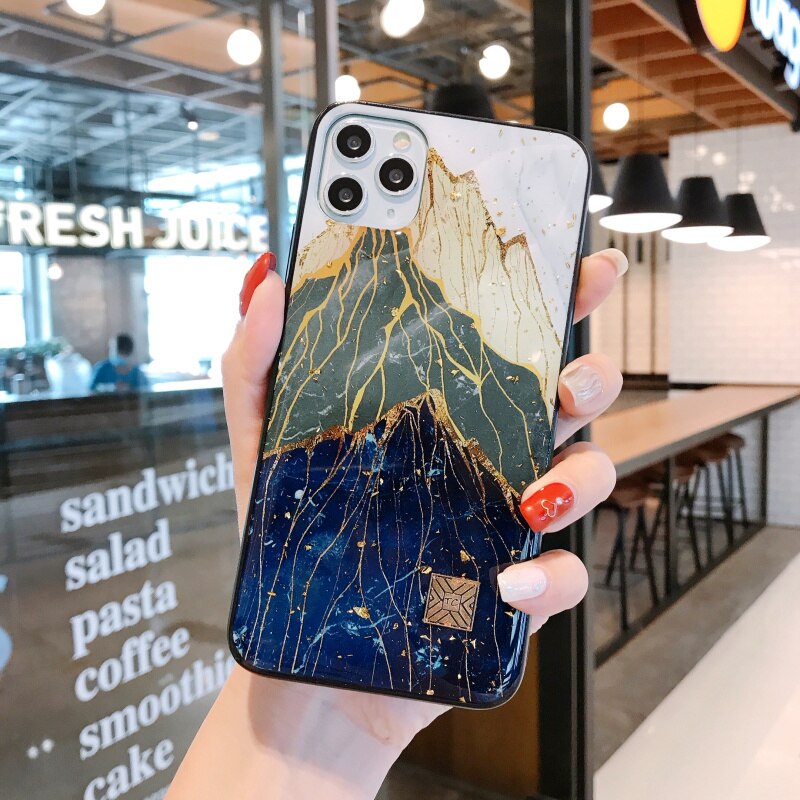 3D Luxury Gold and Blue Silicone iPhone Case - The Trendy Accessories Store