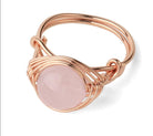 Handmade Rose Gold Wire Wrap Ring with Natural Stones - The Trendy Accessories Store