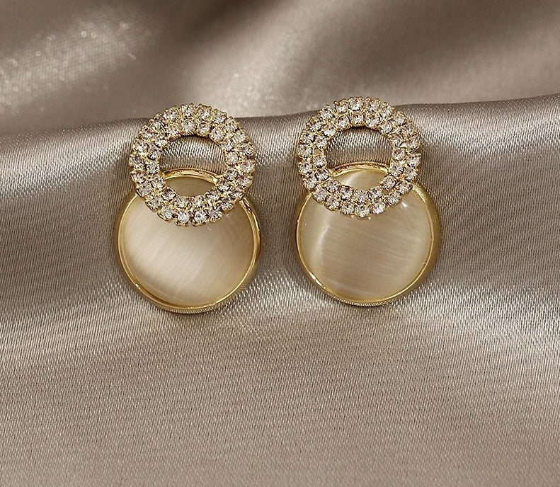 Elegant Opal Round Petal Earrings