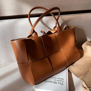 Large Weavy Tote High-quality PU Leather Handbag