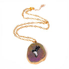 Handmade Gold Plated Chain Necklace with Natural Minerals Stone Crystal Charm Pendant - The Trendy Accessories Store