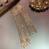 Ovsize Long Crystal Drop Earrings - The Trendy Accessories Store