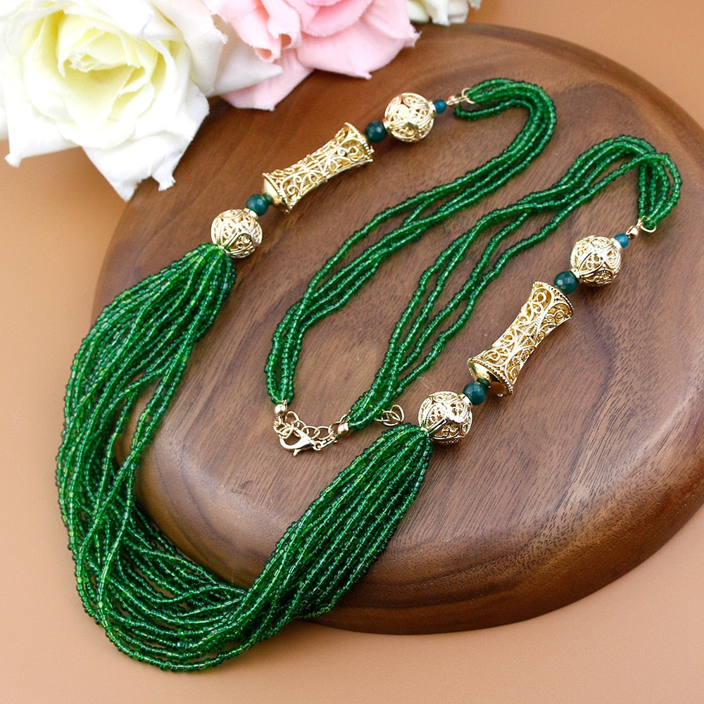 Handmade Beads Long Choker Necklace For Women
