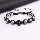 Stainless Steel Skull Braided Wrap Beads Bracelet - The Trendy Accessories Store