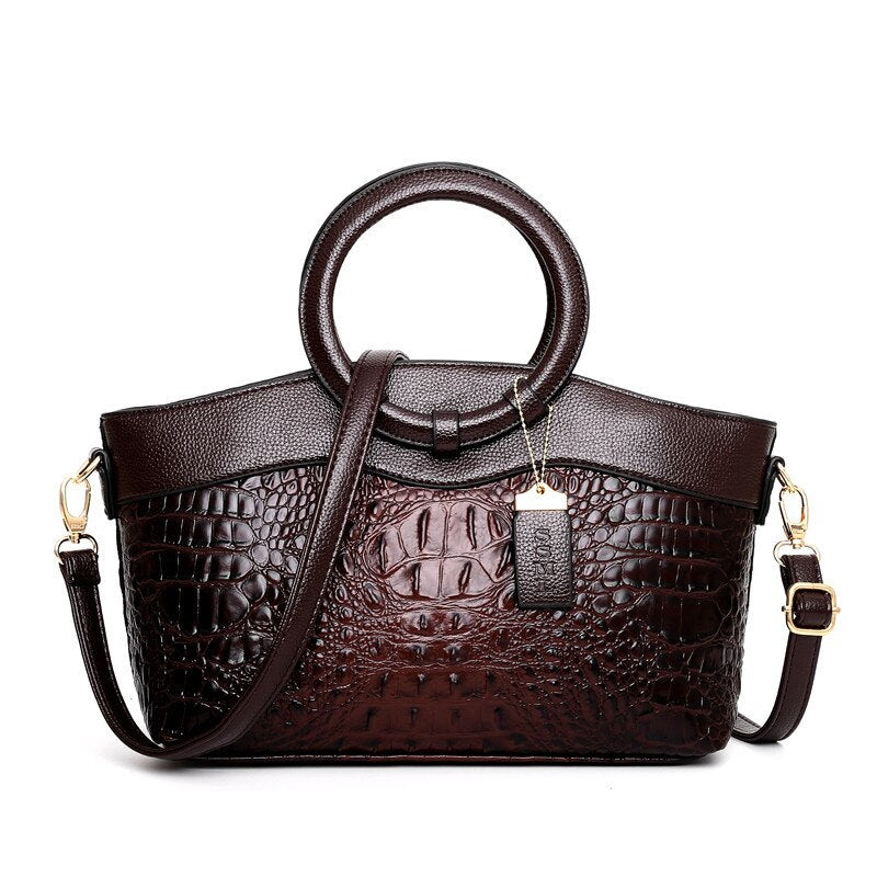 Vintage Theme Leather Luxury Tote Bag - The Trendy Accessories Store