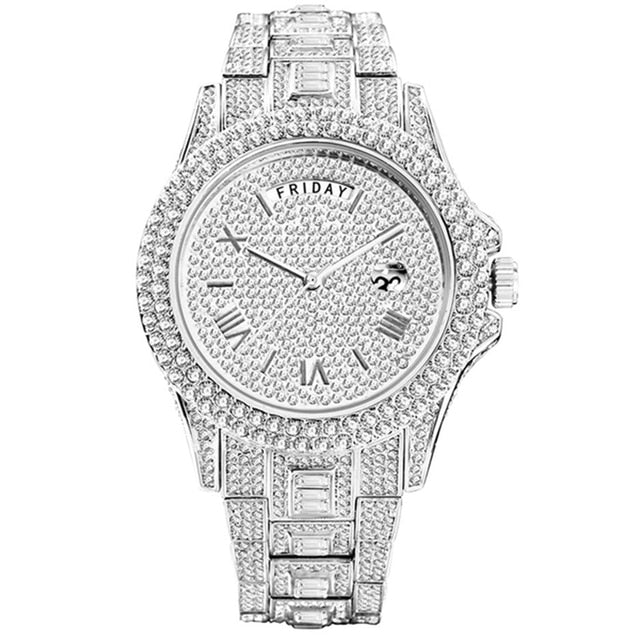 Waterproof Luxury Diamond Quartz Wristwatch  For Men