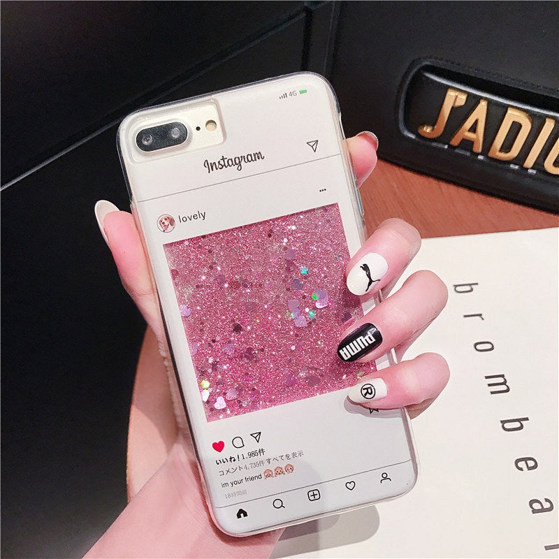 Floral and Unicornwith Glitter Water Liquid iPhone Case - The Trendy Accessories Store