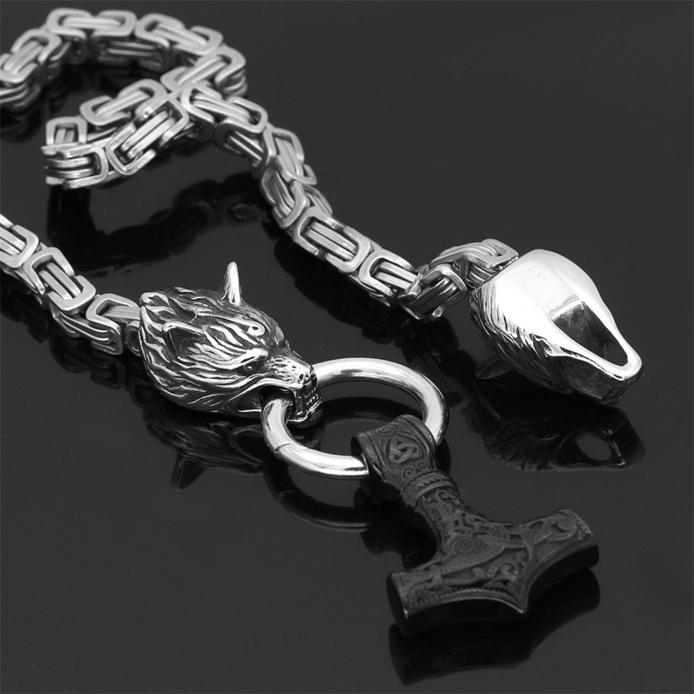 Stainless Steel Vintage Wolf Head  Pendant For Men