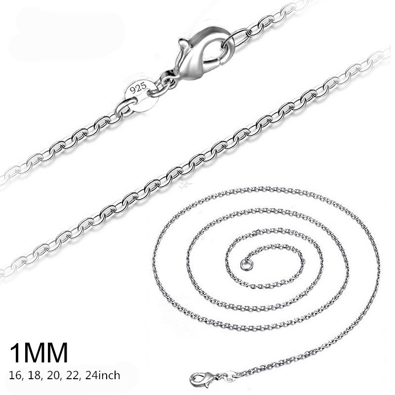 Silver 1mm Link Chain Necklaces For Women