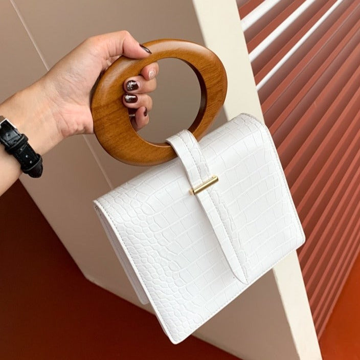 High Quality Princess Inspired Handbag With Round Wood Handle