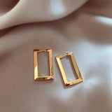 Simplicity Rectangular Gold Plated Earrings