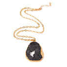 Handmade Gold Plated Chain Necklace with Natural Minerals Stone Crystal Charm Pendant - The Trendy Accessories Store