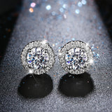 Silver D Color Round Cut Earrings Jewelry