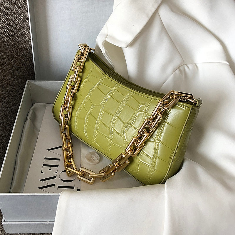 PU Chilo Leather  Chain Shoulder Bag For Women