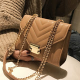 High Quality PU Leather Designer Handbag With Lock Chain