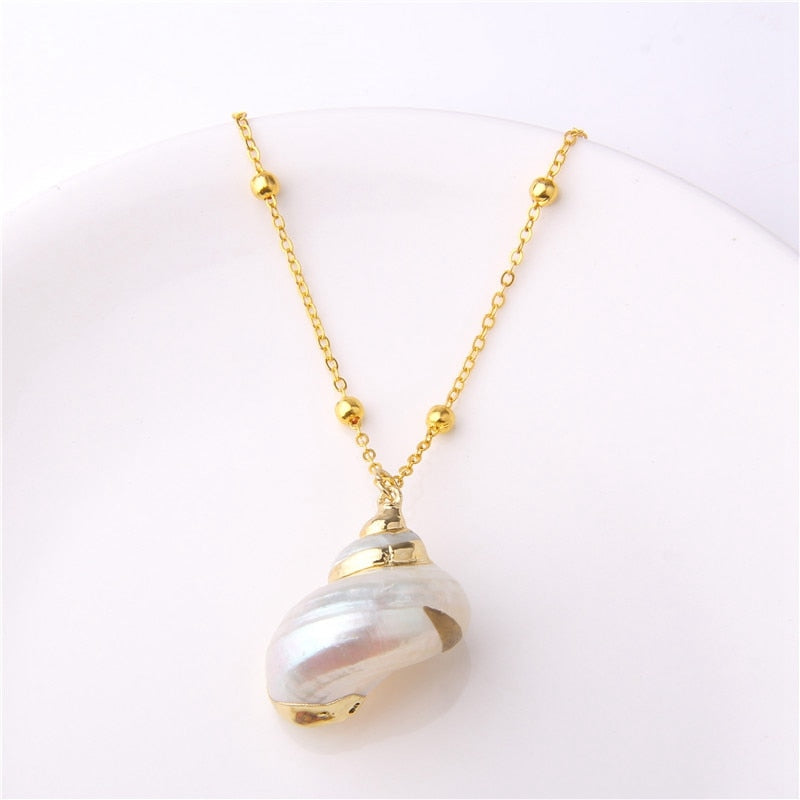Classic Gold Plated Shell Necklaces and Pendants - The Trendy Accessories Store