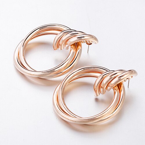 Gold Plated Round Trendy Drop Earrings - The Trendy Accessories Store