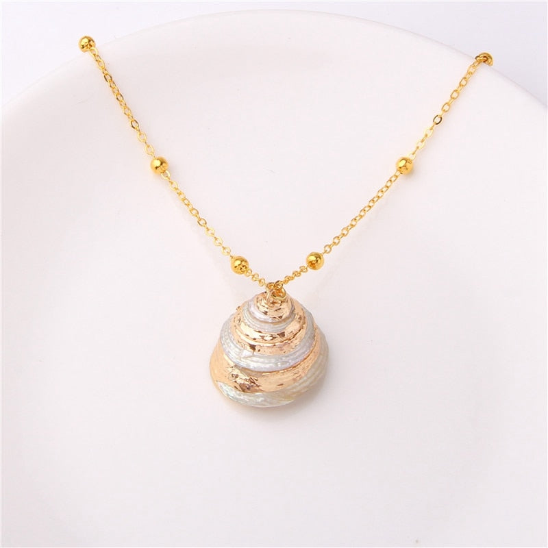 Classic Gold Plated Shell Necklaces and Pendants - The Trendy Accessories Store