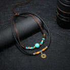 Dual Layer Vintage Charm Leather Necklace - The Trendy Accessories Store