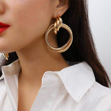 Gold Plated Round Trendy Drop Earrings