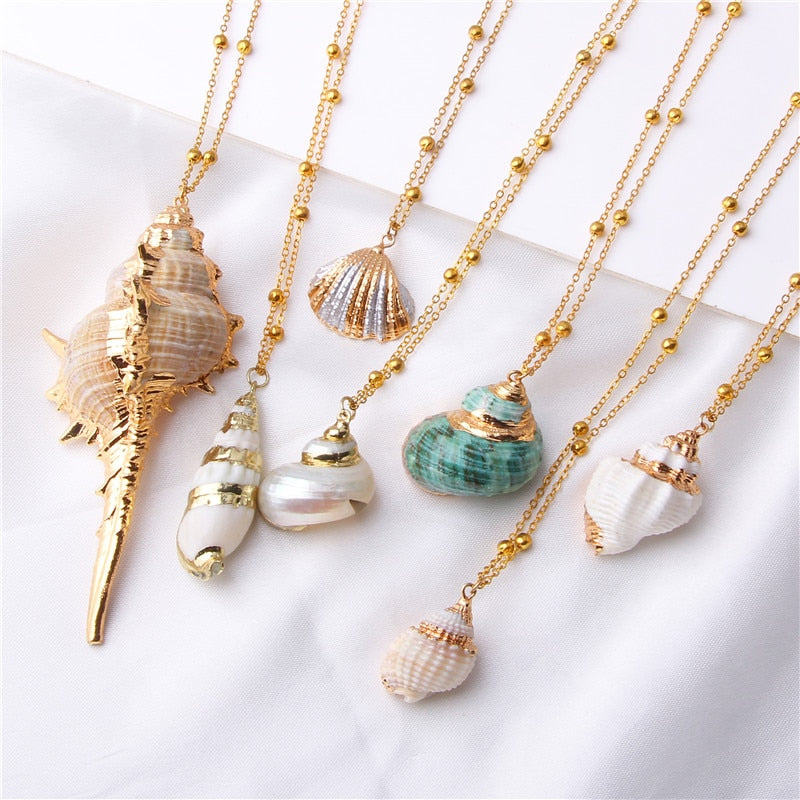 Classic Gold Plated Shell Necklaces and Pendants - The Trendy Accessories Store
