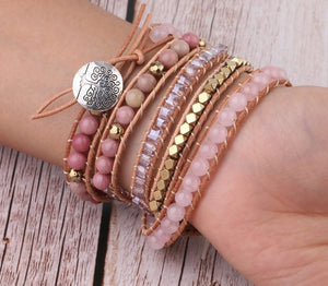 Pink Natural Stone Bracelet for Women