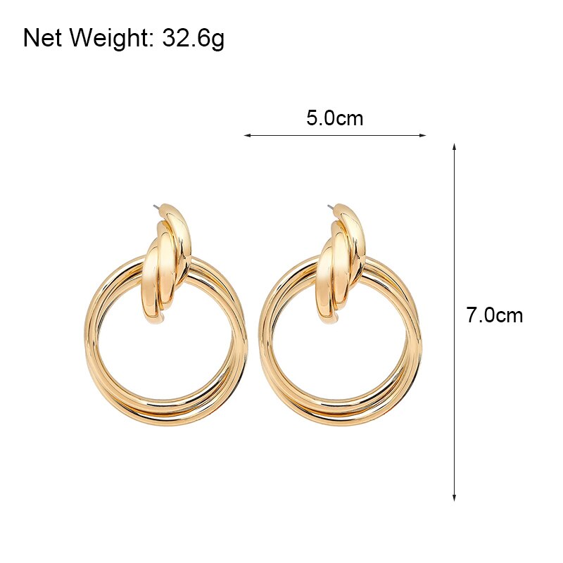 Gold Plated Round Trendy Drop Earrings - The Trendy Accessories Store