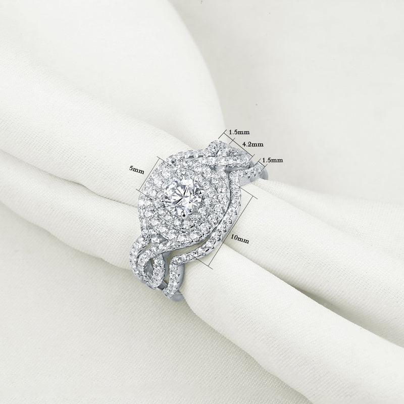 3Pcs Set High Quality Zircon Engagement and Wedding Rings Set - The Trendy Accessories Store